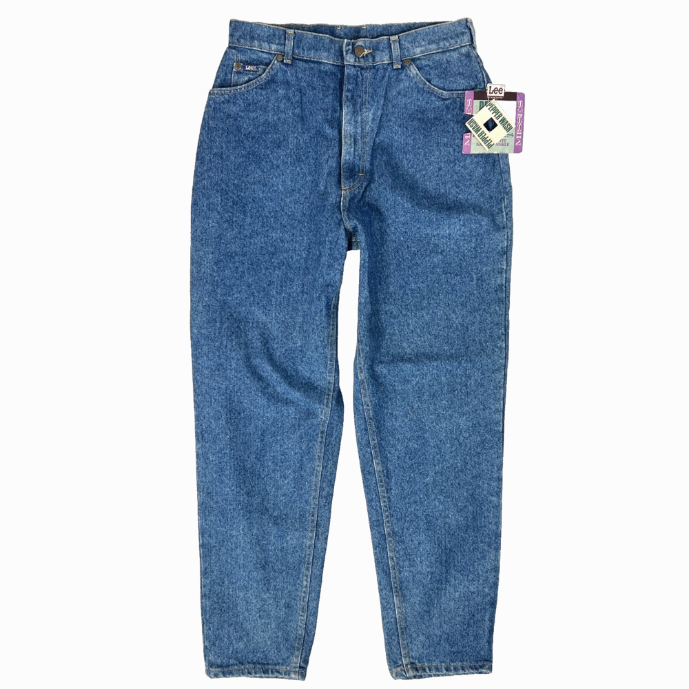 Vintage Lee Relaxed Jeans 14 M NWT Pepper Wash High Waisted Mom Tapered Leg 90s